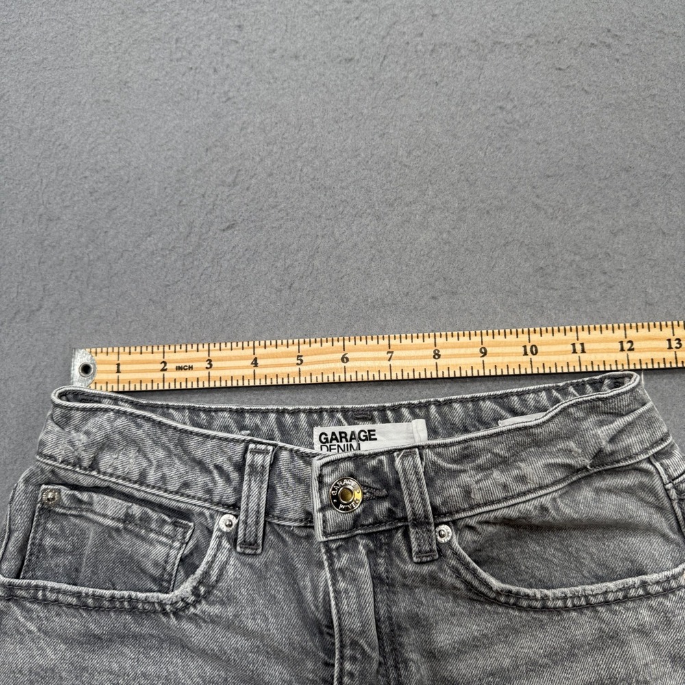 Garage Booty Shorts Women's 0/24 Light Gray Denim Festival Cut Off Distressed - Picture 3 of 9